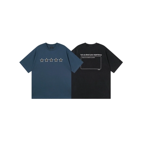 Balenciaga Star Embroidered Washed T-Shirt Black Lake Blue,Balenciaga T Shirt,Tshirt,APPAREL