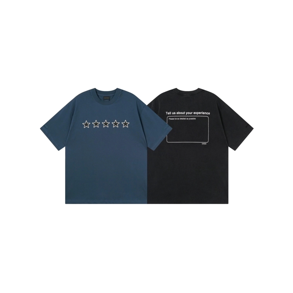 Balenciaga Star Embroidered Washed T-Shirt Black Lake Blue,Balenciaga T Shirt,Tshirt,APPAREL