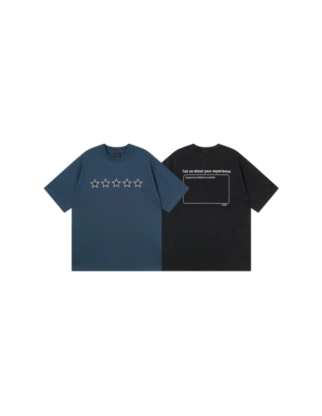 Balenciaga Star Embroidered Washed T-Shirt Black Lake Blue,Balenciaga T Shirt,Tshirt,APPAREL