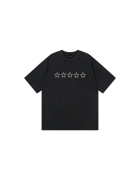 Balenciaga Star Embroidered Washed T-Shirt Black Lake Blue,Balenciaga T Shirt,Tshirt,APPAREL