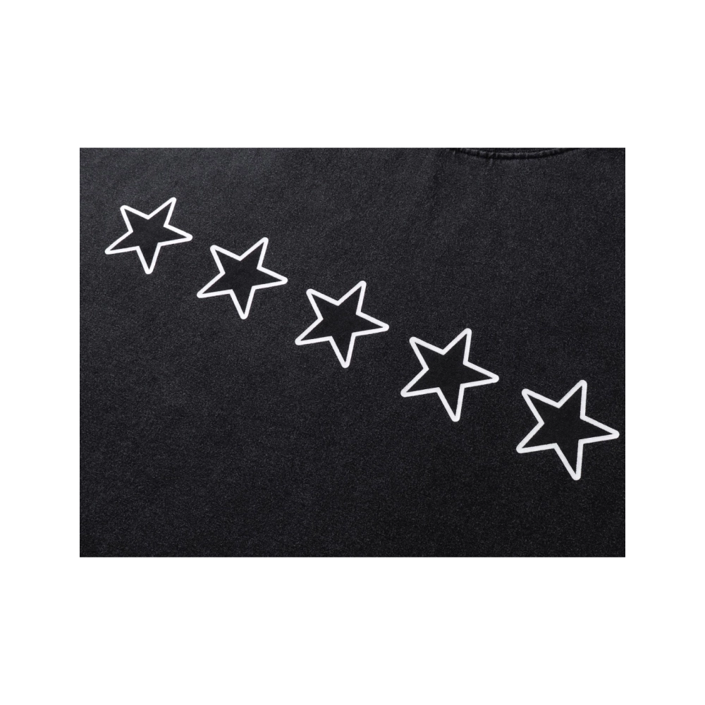Balenciaga Star Embroidered Washed T-Shirt Black Lake Blue,Balenciaga T Shirt,Tshirt,APPAREL