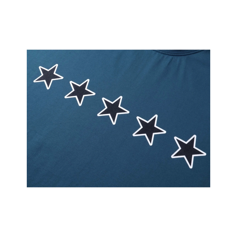 Balenciaga Star Embroidered Washed T-Shirt Black Lake Blue,Balenciaga T Shirt,Tshirt,APPAREL