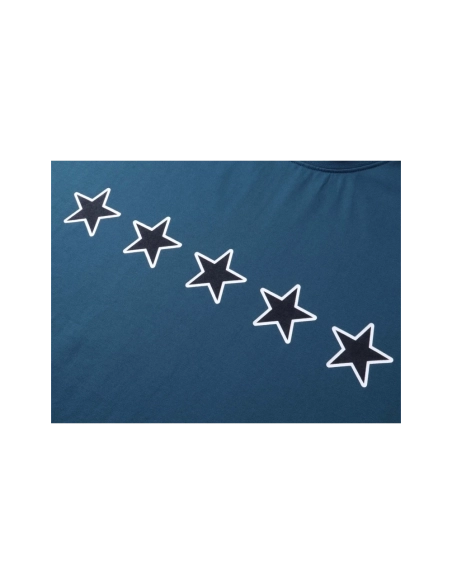 Balenciaga Star Embroidered Washed T-Shirt Black Lake Blue,Balenciaga T Shirt,Tshirt,APPAREL