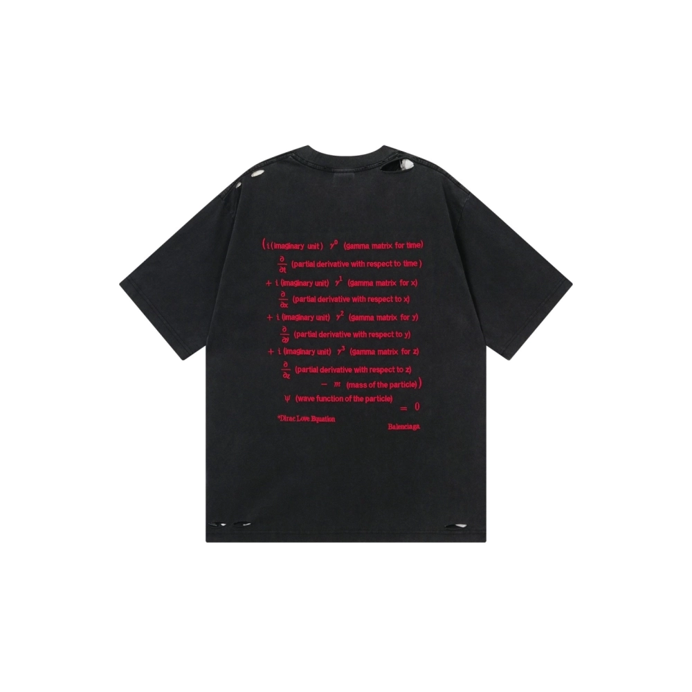 Balenciaga Dirac Equation Art Embroidery Vintage-Style T-Shirt Black,Balenciaga T Shirt,Tshirt,APPAREL