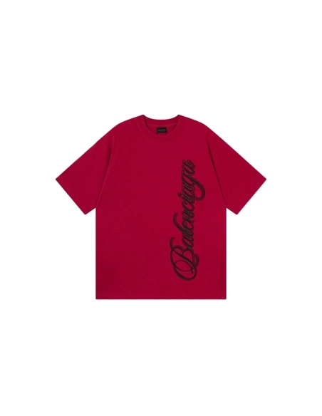 Balenciaga Embroidered Logo T-shirt Black Red Gray,Balenciaga T Shirt,Tshirt,APPAREL