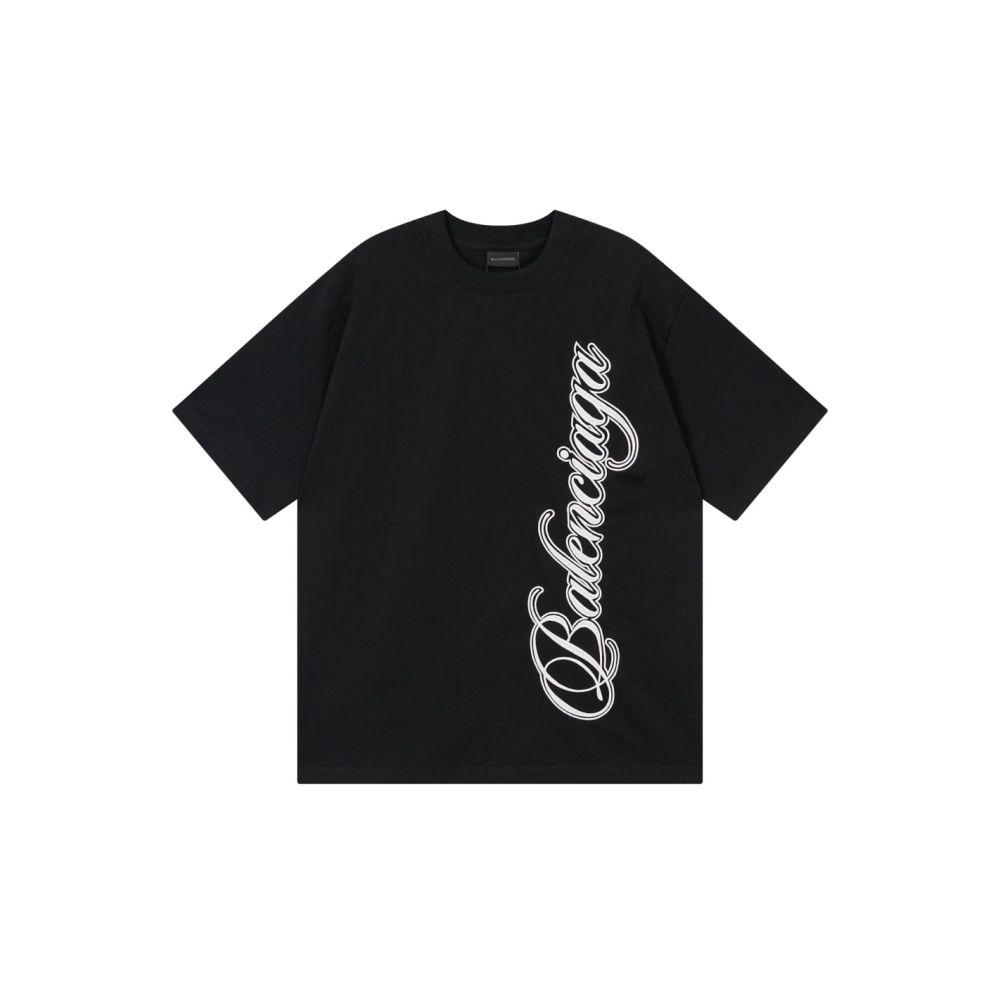 Balenciaga Embroidered Logo T-shirt Black Red Gray,Balenciaga T Shirt,Tshirt,APPAREL
