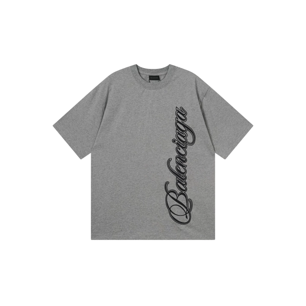 Balenciaga Embroidered Logo T-shirt Black Red Gray,Balenciaga T Shirt,Tshirt,APPAREL