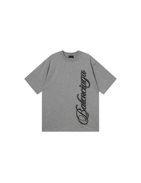 Balenciaga Embroidered Logo T-shirt Black Red Gray,Balenciaga T Shirt,Tshirt,APPAREL