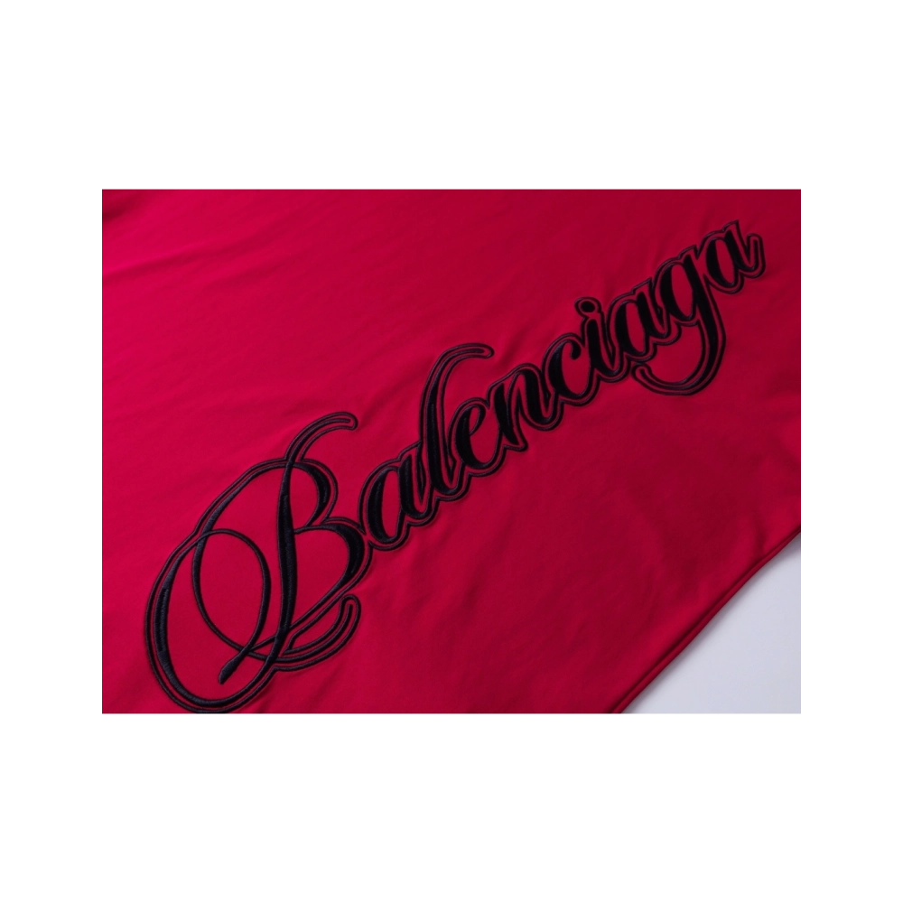 Balenciaga Embroidered Logo T-shirt Black Red Gray,Balenciaga T Shirt,Tshirt,APPAREL