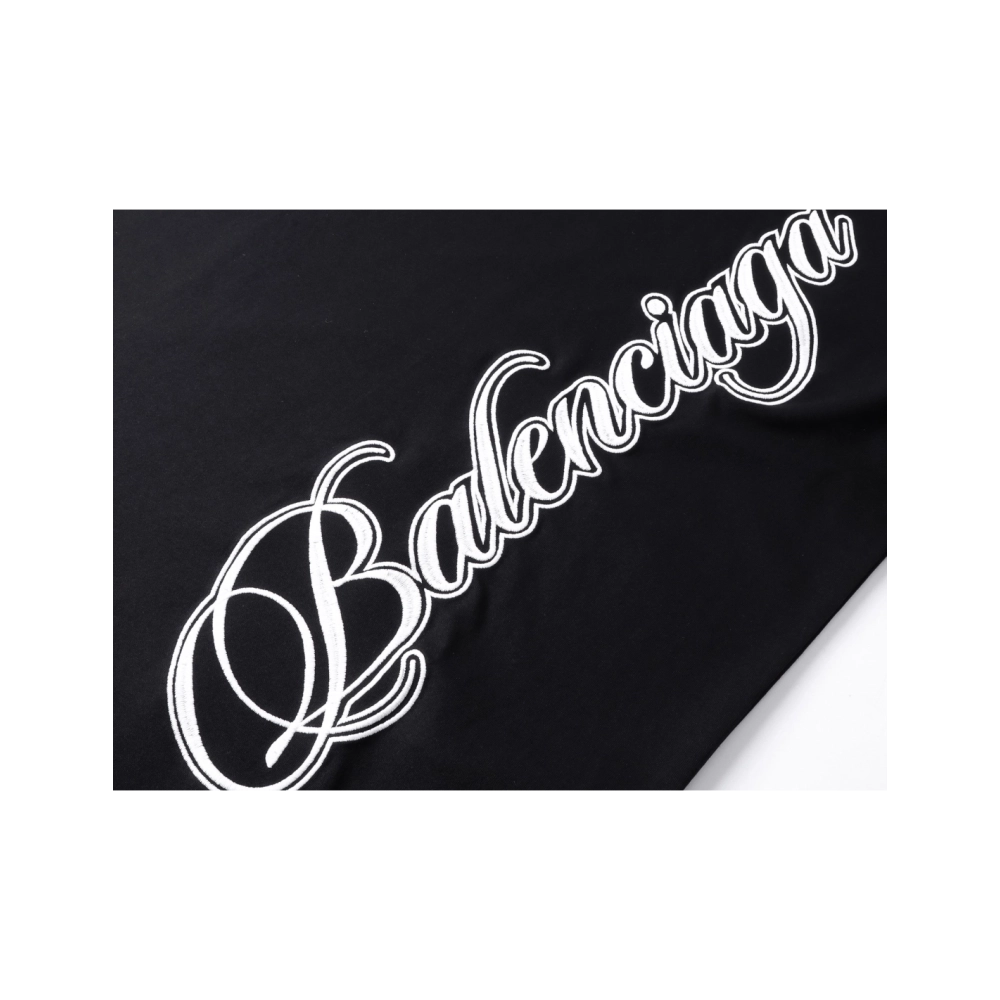 Balenciaga Embroidered Logo T-shirt Black Red Gray,Balenciaga T Shirt,Tshirt,APPAREL