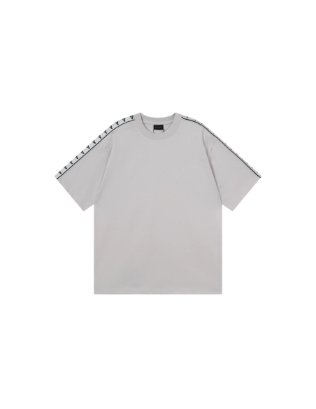 Balenciaga Washed amp; Distressed T-Shirt With 3B Artistic Webbing Accents Sleeves Black Apricot,Balenciaga T Shirt,Tshirt,APPAR