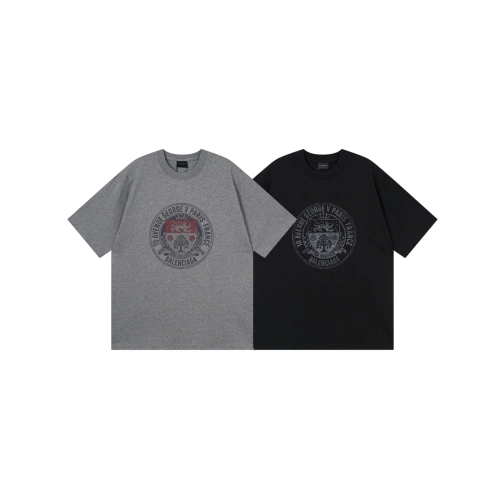 Balenciaga Retro Badge Icon Print T-Shirt Black Gray,Balenciaga T Shirt,Tshirt,APPAREL