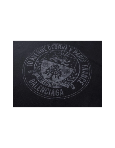 Balenciaga Retro Badge Icon Print T-Shirt Black Gray,Balenciaga T Shirt,Tshirt,APPAREL