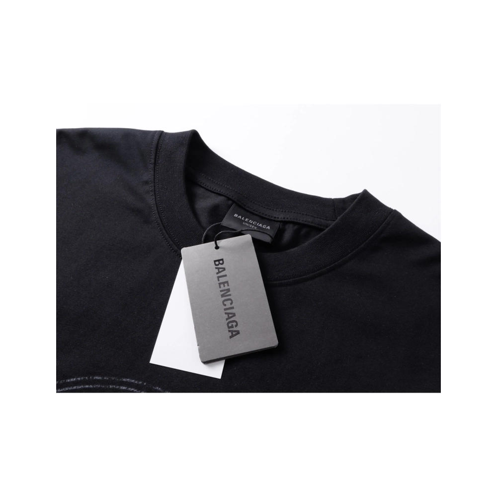 Balenciaga Retro Badge Icon Print T-Shirt Black Gray,Balenciaga T Shirt,Tshirt,APPAREL