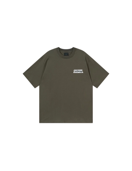 Balenciaga Masking Tape Printed Washed Distressed T-shirt Black White Olive Green,Balenciaga T Shirt,Tshirt,APPAREL