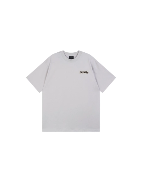 Balenciaga Masking Tape Printed Washed Distressed T-shirt Black White Olive Green,Balenciaga T Shirt,Tshirt,APPAREL