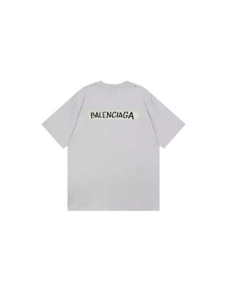 Balenciaga Masking Tape Printed Washed Distressed T-shirt Black White Olive Green,Balenciaga T Shirt,Tshirt,APPAREL
