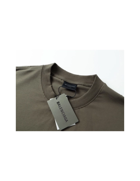 Balenciaga Masking Tape Printed Washed Distressed T-shirt Black White Olive Green,Balenciaga T Shirt,Tshirt,APPAREL
