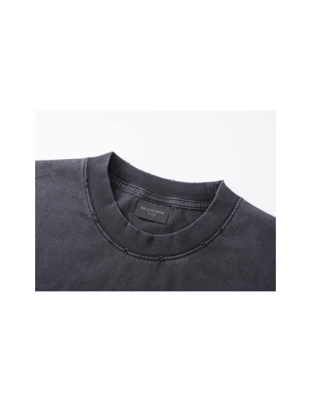 Balenciaga Masking Tape Printed Washed Distressed T-shirt Black White Olive Green,Balenciaga T Shirt,Tshirt,APPAREL