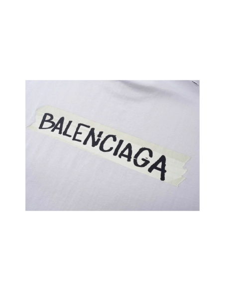 Balenciaga Masking Tape Printed Washed Distressed T-shirt Black White Olive Green,Balenciaga T Shirt,Tshirt,APPAREL