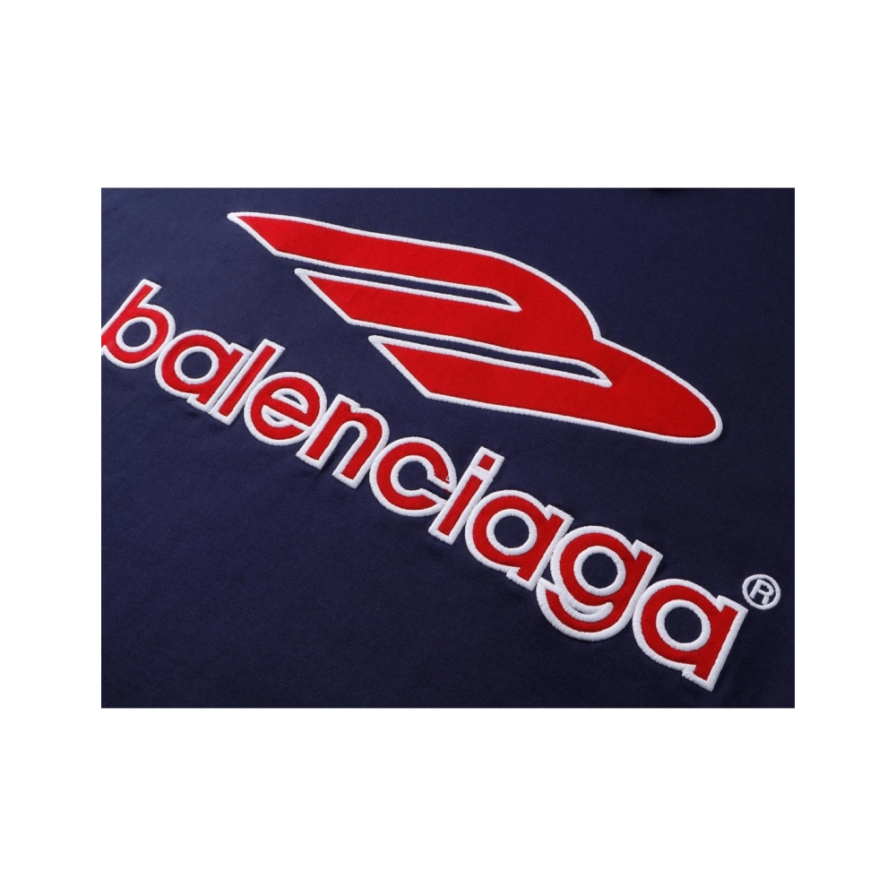 Balenciaga 3B Silhouette Ribbed V-neck Printed T-shirt Black Dark Blue Gray,Balenciaga T Shirt,Tshirt,APPAREL