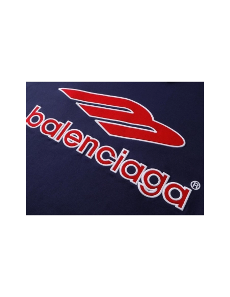 Balenciaga 3B Silhouette Ribbed V-neck Printed T-shirt Black Dark Blue Gray,Balenciaga T Shirt,Tshirt,APPAREL