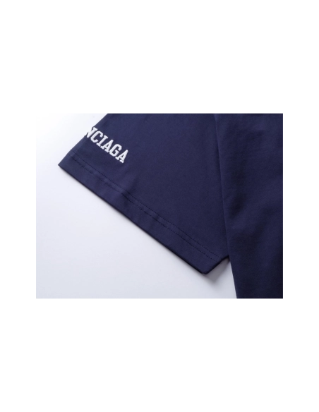 Balenciaga 3B Silhouette Ribbed V-neck Printed T-shirt Black Dark Blue Gray,Balenciaga T Shirt,Tshirt,APPAREL