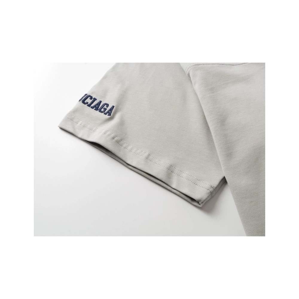 Balenciaga 3B Silhouette Ribbed V-neck Printed T-shirt Black Dark Blue Gray,Balenciaga T Shirt,Tshirt,APPAREL