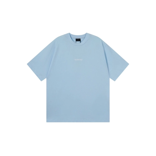 Balenciaga Logo Embroidered Washed Distressed T-shirt Black Blue,Balenciaga T Shirt,Tshirt,APPAREL