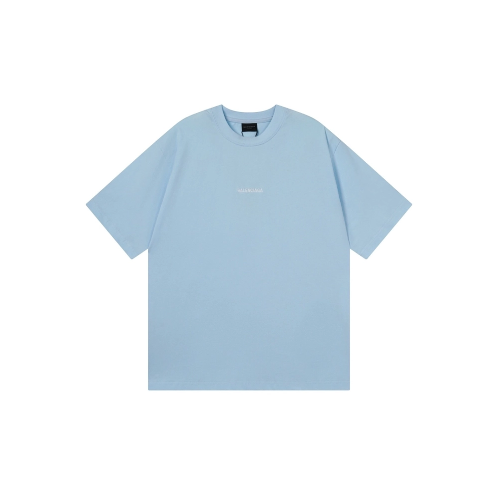 Balenciaga Logo Embroidered Washed Distressed T-shirt Black Blue,Balenciaga T Shirt,Tshirt,APPAREL
