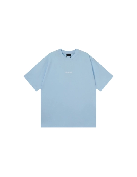 Balenciaga Logo Embroidered Washed Distressed T-shirt Black Blue,Balenciaga T Shirt,Tshirt,APPAREL