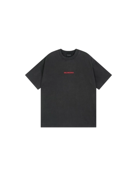 Balenciaga Logo Embroidered Washed Distressed T-shirt Black Blue,Balenciaga T Shirt,Tshirt,APPAREL