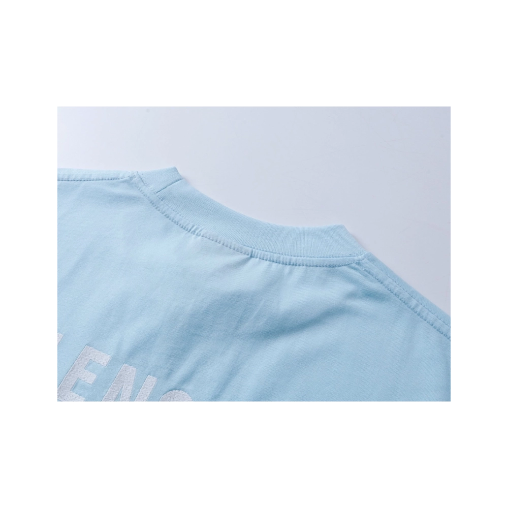 Balenciaga Logo Embroidered Washed Distressed T-shirt Black Blue,Balenciaga T Shirt,Tshirt,APPAREL