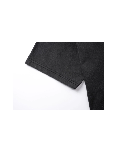 Balenciaga Logo Embroidered Washed Distressed T-shirt Black Blue,Balenciaga T Shirt,Tshirt,APPAREL