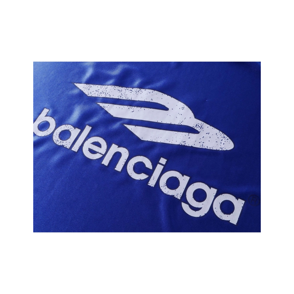 Balenciaga 3B Silhouette Ribbed V-neck Printed T-shirt Black Blue Gray,Balenciaga T Shirt,Tshirt,APPAREL