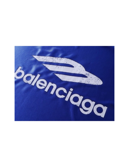 Balenciaga 3B Silhouette Ribbed V-neck Printed T-shirt Black Blue Gray,Balenciaga T Shirt,Tshirt,APPAREL