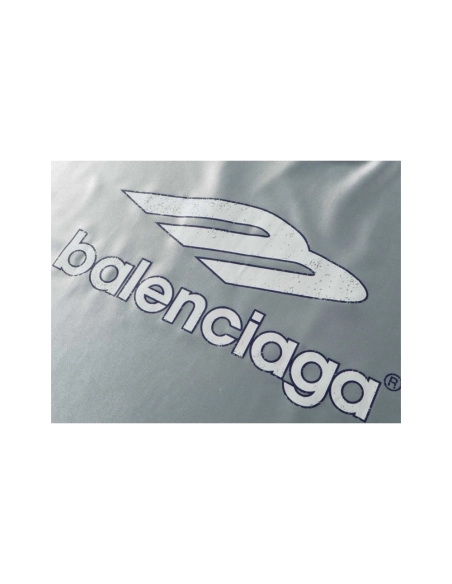 Balenciaga 3B Silhouette Ribbed V-neck Printed T-shirt Black Blue Gray,Balenciaga T Shirt,Tshirt,APPAREL