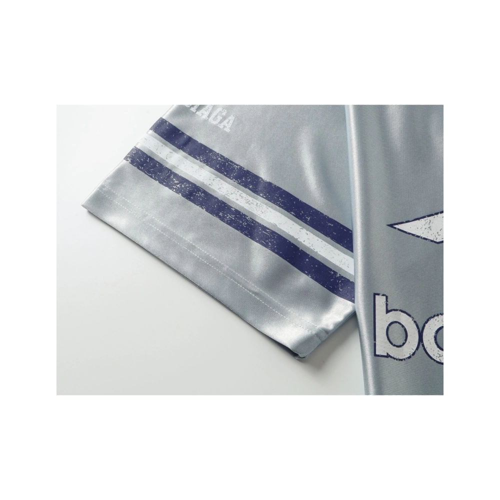 Balenciaga 3B Silhouette Ribbed V-neck Printed T-shirt Black Blue Gray,Balenciaga T Shirt,Tshirt,APPAREL