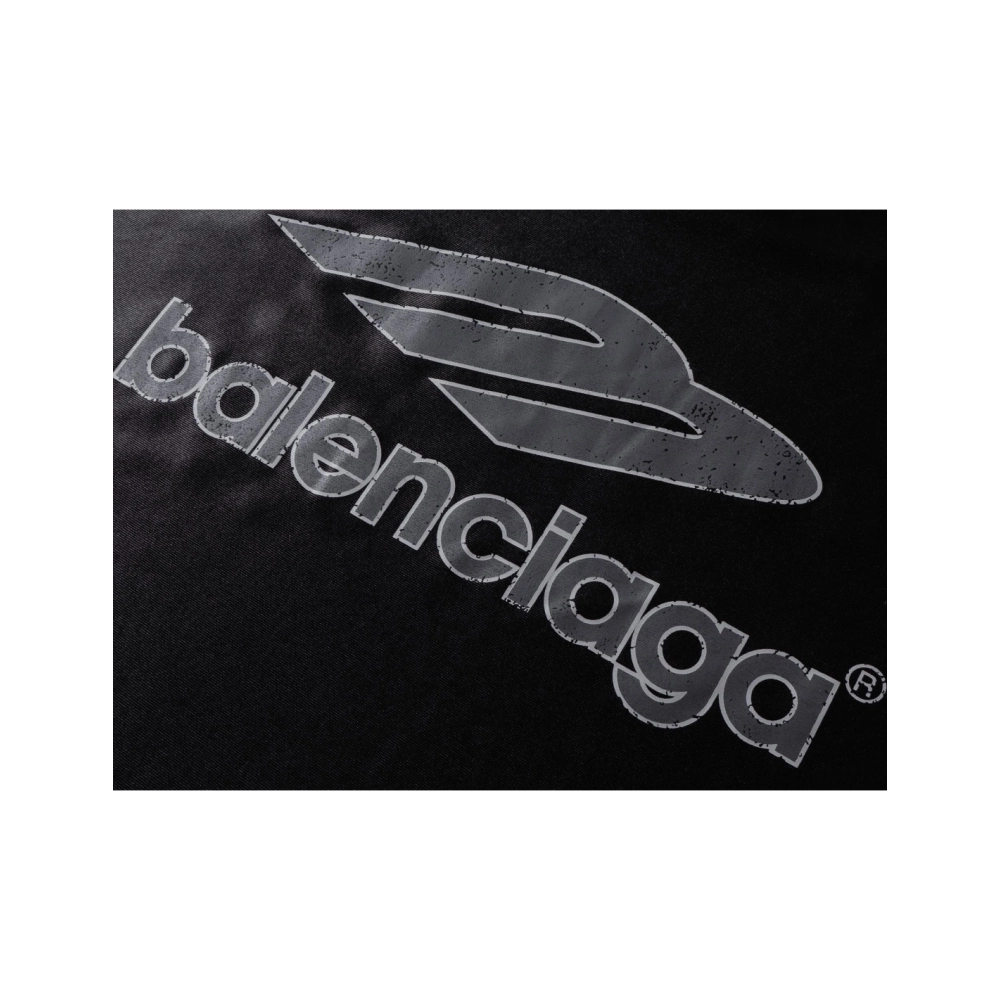 Balenciaga 3B Silhouette Ribbed V-neck Printed T-shirt Black Blue Gray,Balenciaga T Shirt,Tshirt,APPAREL