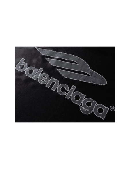 Balenciaga 3B Silhouette Ribbed V-neck Printed T-shirt Black Blue Gray,Balenciaga T Shirt,Tshirt,APPAREL