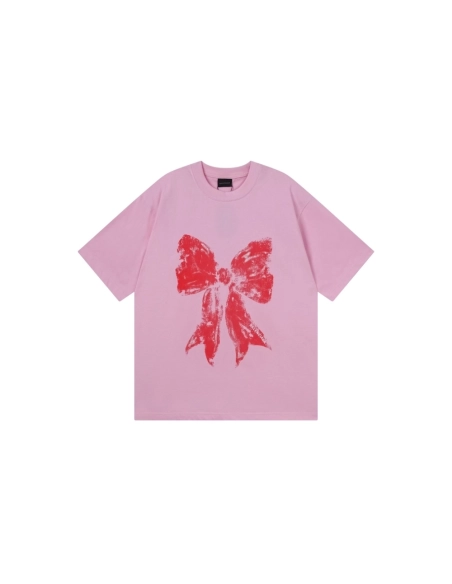 Balenciaga Bow Print T-shirt Black Pink,Balenciaga T Shirt,Tshirt,APPAREL