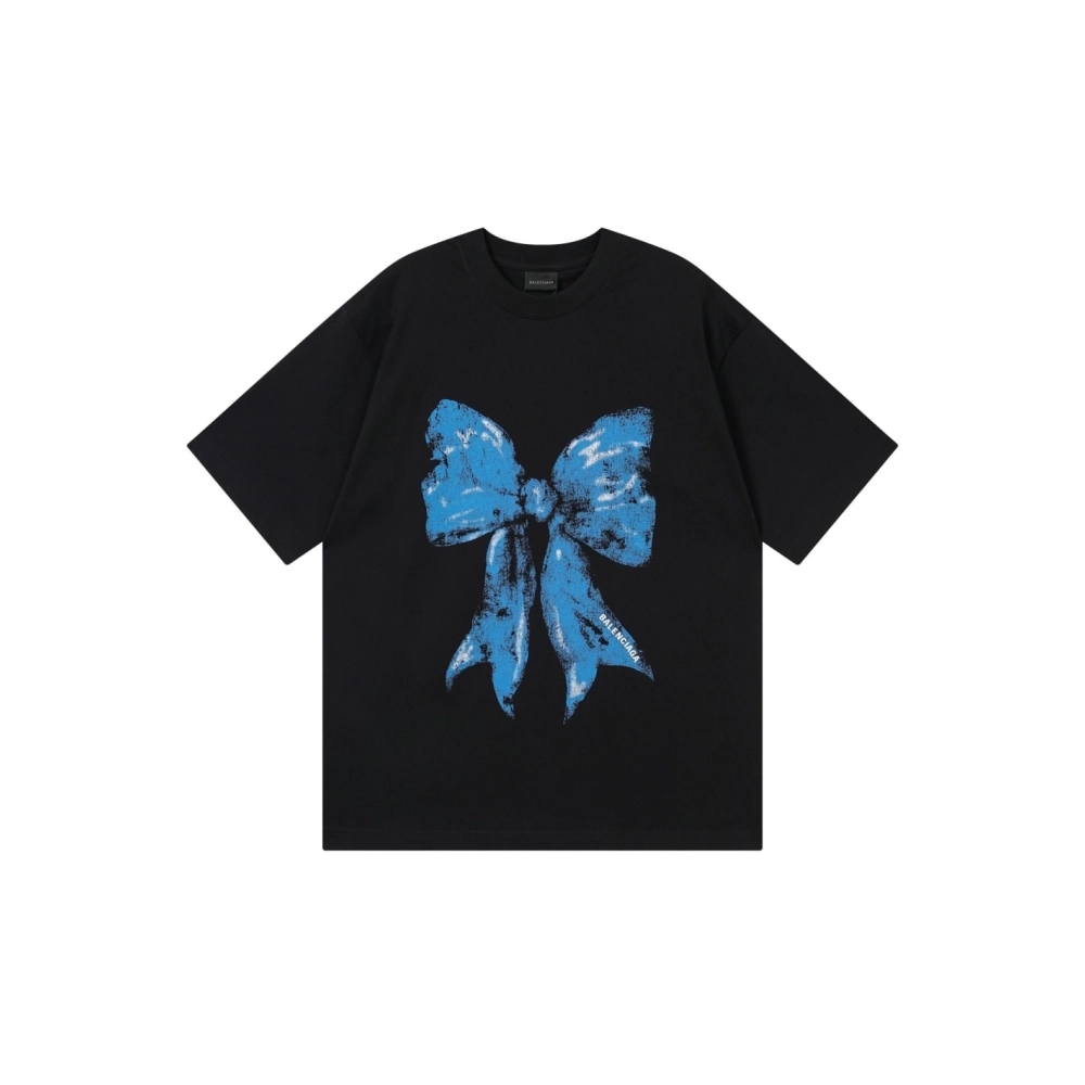Balenciaga Bow Print T-shirt Black Pink,Balenciaga T Shirt,Tshirt,APPAREL