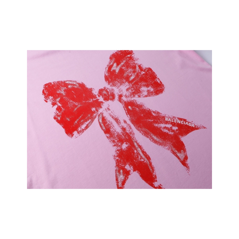 Balenciaga Bow Print T-shirt Black Pink,Balenciaga T Shirt,Tshirt,APPAREL