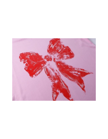 Balenciaga Bow Print T-shirt Black Pink,Balenciaga T Shirt,Tshirt,APPAREL