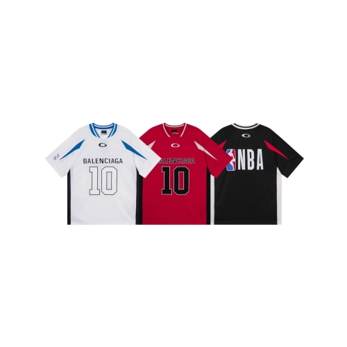 Balenciaga NBA Co-Branded Health Network Qversized Color Bocked T-shirt Black White Red,Balenciaga T Shirt,Tshirt,APPAREL