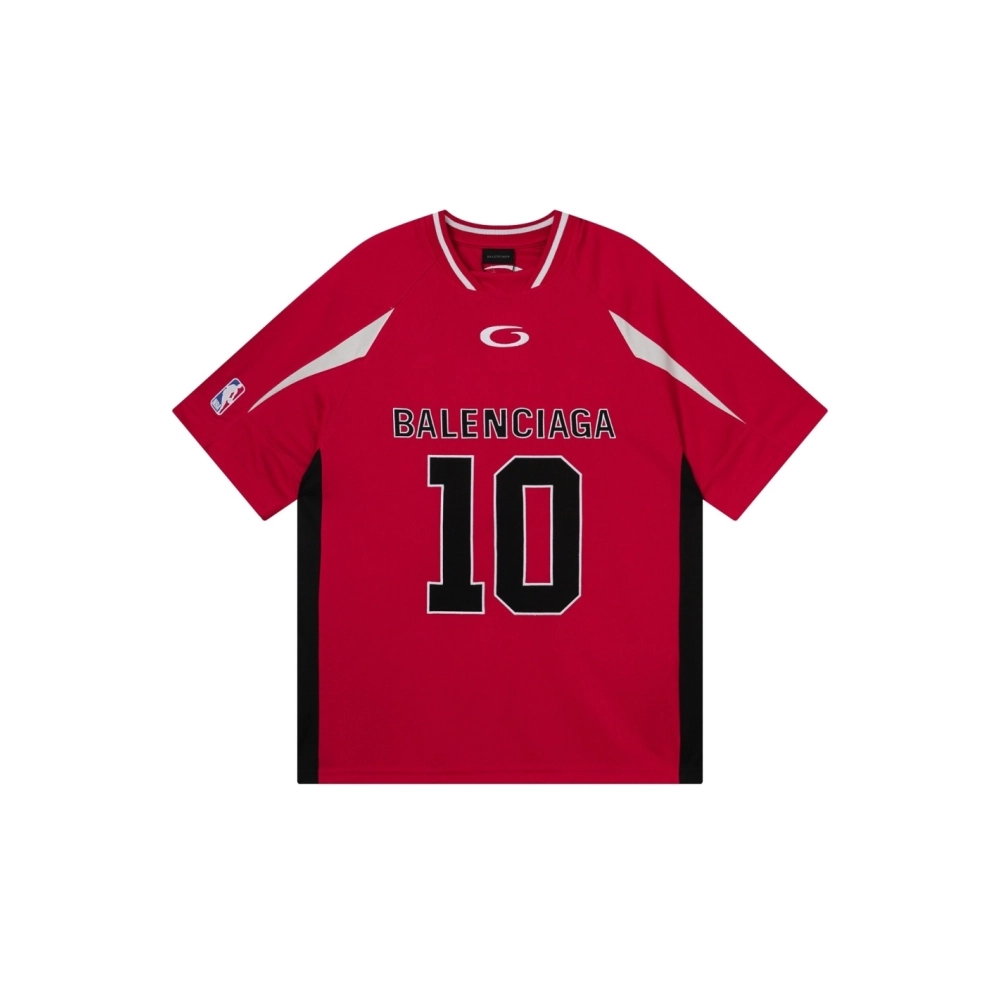 Balenciaga NBA Co-Branded Health Network Qversized Color Bocked T-shirt Black White Red,Balenciaga T Shirt,Tshirt,APPAREL
