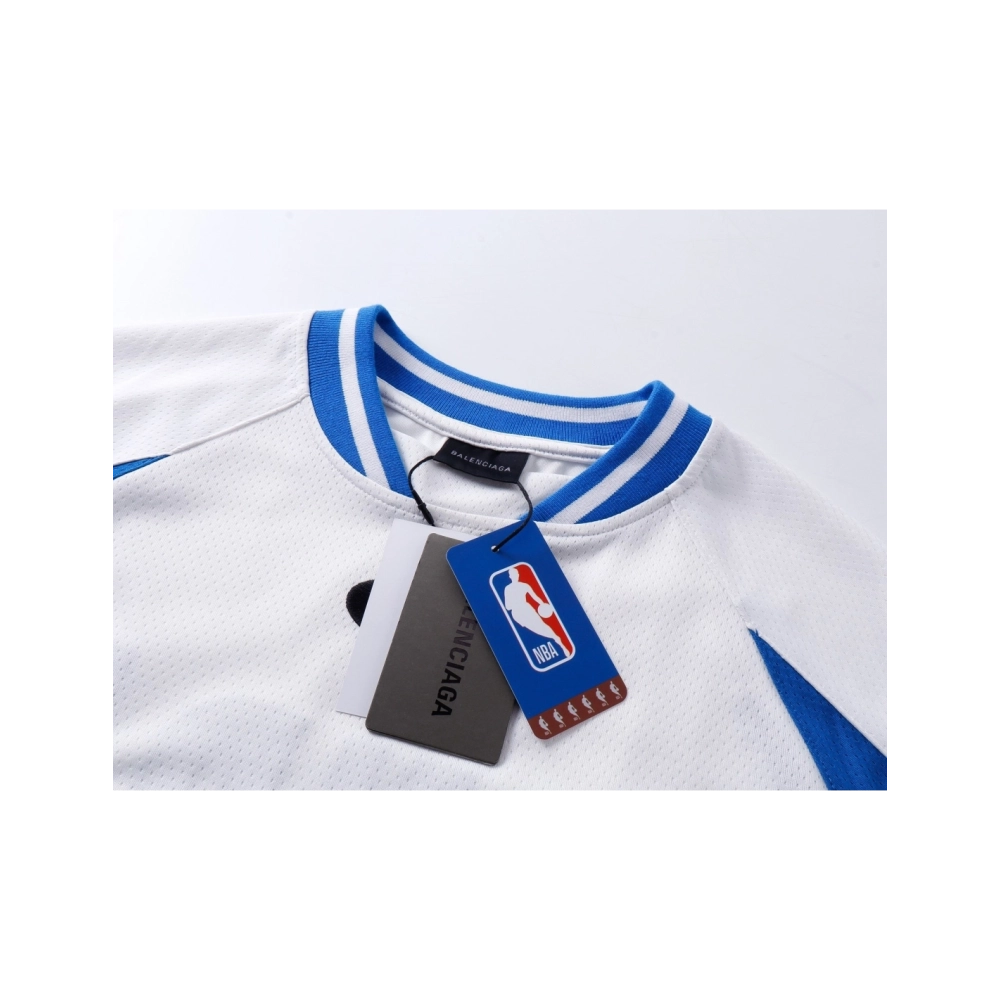 Balenciaga NBA Co-Branded Health Network Qversized Color Bocked T-shirt Black White Red,Balenciaga T Shirt,Tshirt,APPAREL