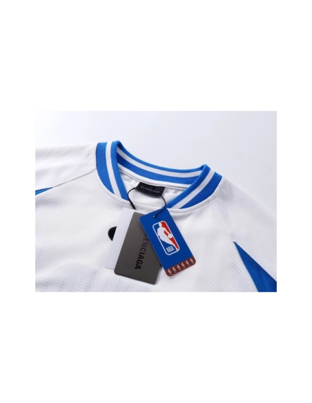 Balenciaga NBA Co-Branded Health Network Qversized Color Bocked T-shirt Black White Red,Balenciaga T Shirt,Tshirt,APPAREL
