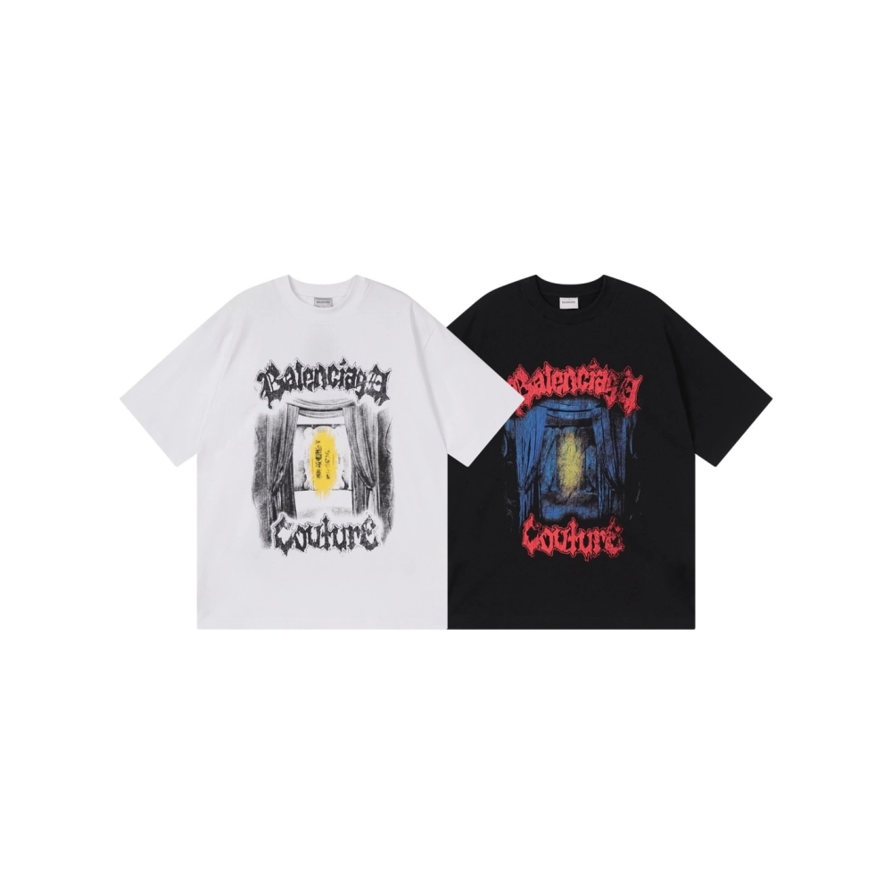 Balenciaga Salon De Couture Artwork Print T-shirt Black White,Balenciaga T Shirt,Tshirt,APPAREL