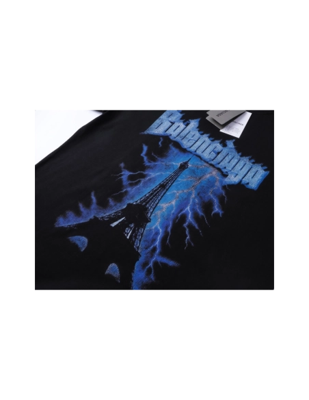 Balenciaga Paris Eiffel Tower Printed T-shirt Black,Balenciaga T Shirt,Tshirt,APPAREL